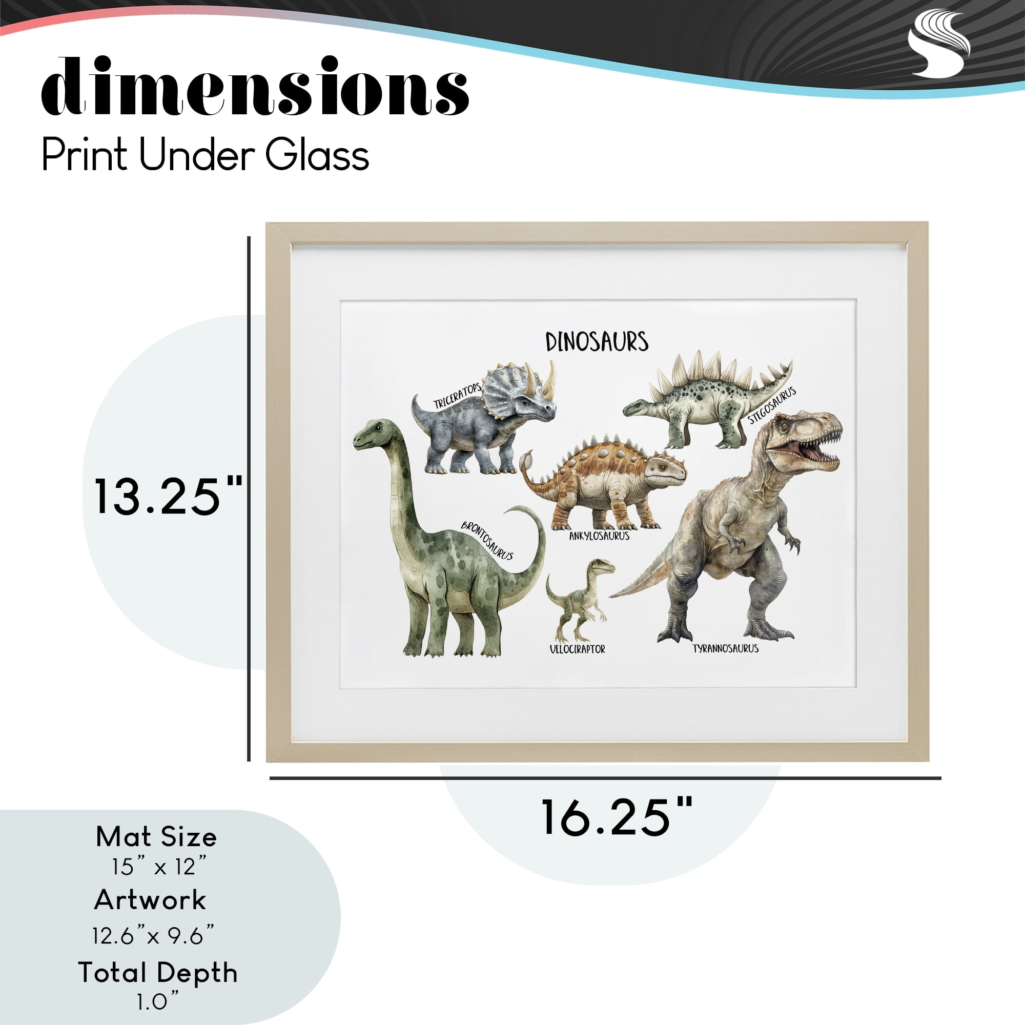 Stupell Industries Meet The Dinosaurs Birch Framed Print Under Glass, design by Christine Simpson Art
