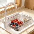 thumbnail image 1 of Expandable Over Sink Colander, Adjustable Stainless Steel Strainer Basket for Washing Fruit, Vegetables, Pasta And Tableware, Rust Resistant Kitchen Drain Basket With Elevated Base, 1 of 4