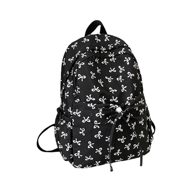 Huanglei Bow Backpack Cute Preppy Backpack For Teen Girls With Back To School Girly Aesthetic Daypack College Bookbag Small Makeup Bag
