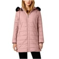 thumbnail image 3 of ClodeEU Women's Puffer Hooded Jacket, Lightweight Mid-Length Winter Puffer Coat With Pockets Pink,Womens Plus XXL, 3 of 9