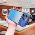 thumbnail image 4 of Case for iPhone 15 with Full Camera Lens Protector, Clear Gradient Glitter Sparkle Luxury Electroplated Wave Edge TPU Bumper Non-Yellowing Shockproof Slim Cover for iPhone 15, Blue, 4 of 9