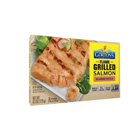 Gorton’s Flame Grilled Salmon Classic Style, 100% Wild Caught Salmon, Frozen, 2 Count, 6.3 Ounce Package