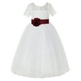 thumbnail image 2 of Ekidsbridal Girl Pageant Flower Girl Dress - Ivory Illusion Lace Short Sleeve LG2T-A (Size: 2-12), 2 of 3