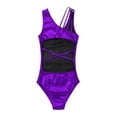thumbnail image 4 of YONGHS Kids Girls Glittery Ballet Dance Leotard Gymnastic Sleeveless Dancing Bodysuit 5-14 Purple 8-10, 4 of 7