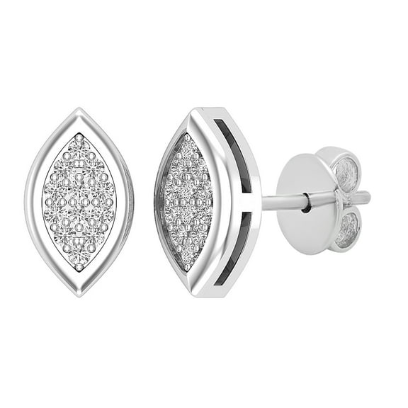 Dazzlingrock Collection Round White Diamond Marquise Shape Pushback Stud Earrings for Women (0.10 ctw, Color I-J, Clarity I2-I3) in 10K White Gold