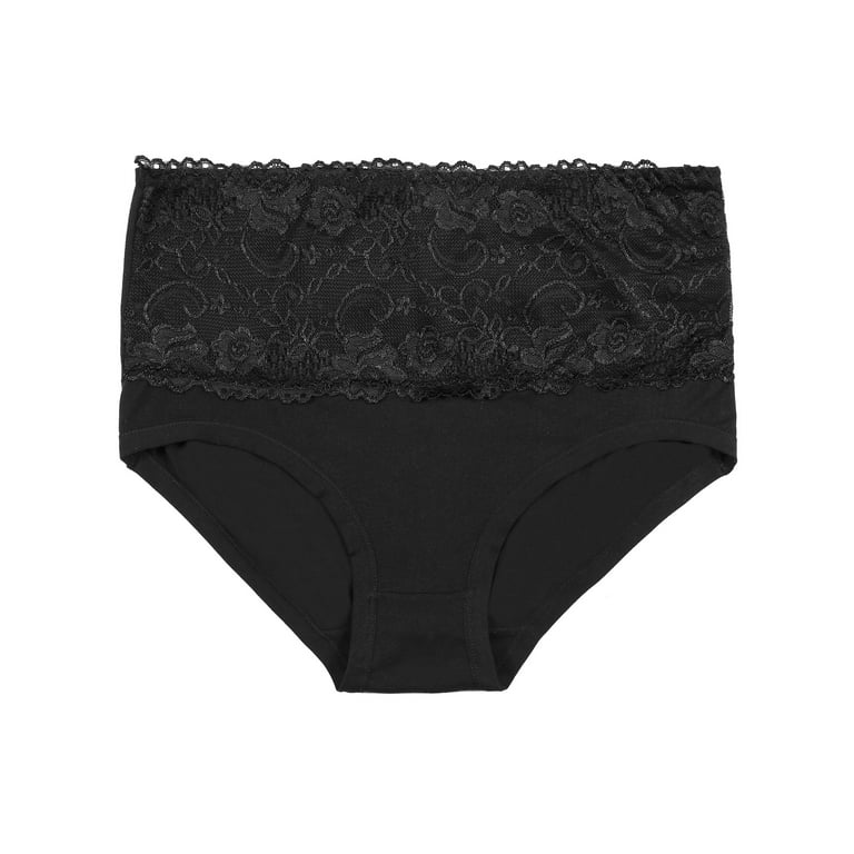 Buy Black/White Cotton Tummy Control Shaping Lace Back Knickers 2