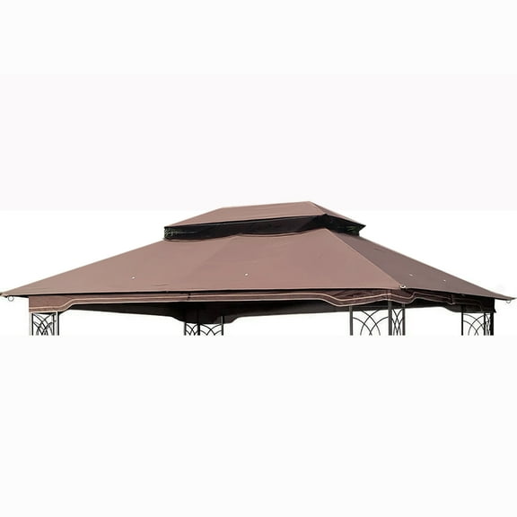 Unique Choice 13' x 10' Replacement 2-Tier Gazebo Canopy Cover Top Fabric,Brown