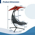 thumbnail image 7 of Hanging Chaise Lounger with Removable Canopy, Outdoor Swing Chair with Steel Frame and Built-in Pillow, Hanging Curved Chaise Lounge Hammock Chair with Stand for Patio, Porch, 7 of 7