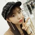 thumbnail image 2 of SikaFu Korea Style Men Women Hats Spring Summer Artist Painter Newsboy Cap Retro British Plaid Berets Female octagonal Beret Cap, 2 of 6