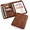 Brown-Non-Customized, variant on Pink Non-Customized Leather 3 Ring Zipper Portfolio Binder, A4 Letter Document Organizer for 13 Inch Laptops