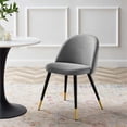 thumbnail image 3 of Maklaine 18" Fabric & Metal Dining Chairs in Black/Light Gray (Set of 2), 3 of 8