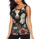 thumbnail image 1 of Balery Vintage Sunflower Cow Camiseta sin mangas estampada ligera para mujer, tops de entrenamiento sin mangas, camisetas de yoga transpirables de secado rápido.-Large, 1 of 7