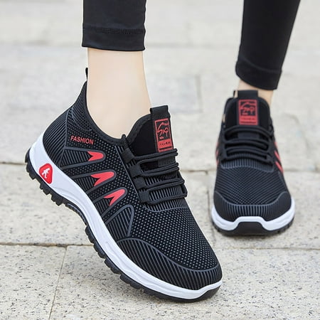 

NEGJ Fashion Autumn Women Sports Shoes Flat Bottom Non Slip Mesh Breathable Comfortable Elastic Band Slip On