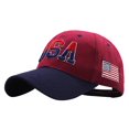 thumbnail image 1 of ¡Liquidación! Gorra de béisbol Fdelink con protección solar UV para hombre y mujer, neutra, de verano, con bandera estadounidense bordada y cuadrícula, viseras ajustables, azul marino 1, 1 of 4