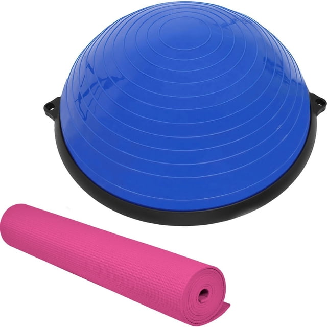 Pelota Bosu Centurfit Azul + Tapete Rosa Para Yoga