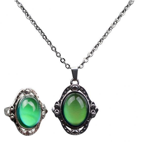 2x Colgante Ovalado de Aleación de Zinc, Conjunto de Joyas de Emoción de Gargantilla de Collar de Humor de Cambio de Color para Regalos de Muje