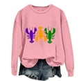 thumbnail image 1 of Baberdicy Haut à Manches Longues à Col Ras du Cou pour Femme à Imprimé Homard Rose Polyester, 1 of 4