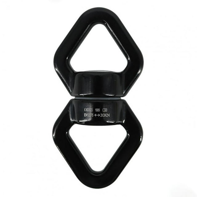 Yuarrent Dispositivo giratorio oscilante, conector de escalada de 360 grados, portátil, para deportes al aire libre, montañismo, Escalada Negro
