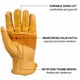 thumbnail image 3 of Guantes de trabajo OZERO Leather para hombre, 3 pares, piel de vacuno, color dorado, talla grande, 3 of 7