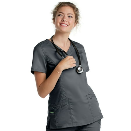 Landau ProFlex Tailored Fit Stretch 3-Pocket Mock Wrap Scrub Top for Women 4161