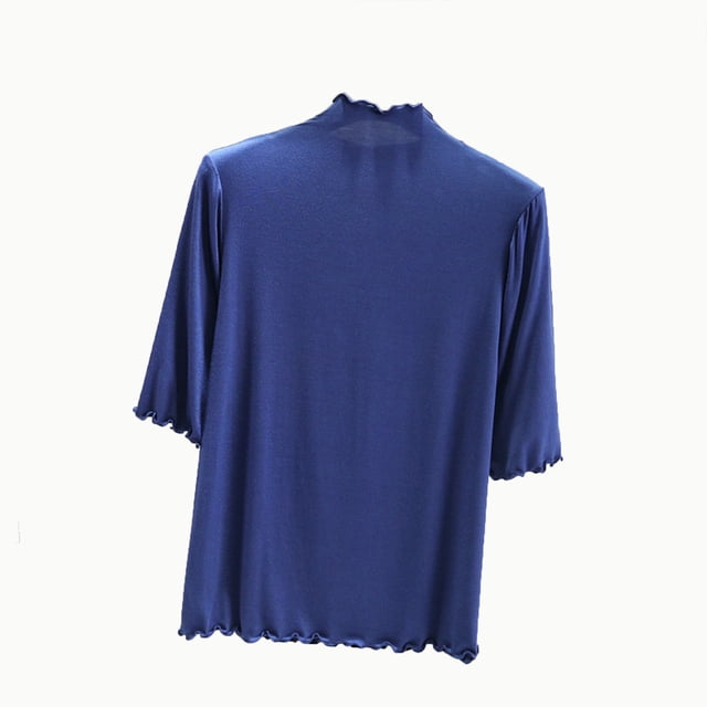 MeetoTime Comfortable Tops for Women Mock Neck Half Sleeve Pullover Shirts Soft Slim Basic Layer Undershirts