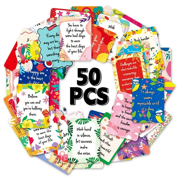 50 motivational cards, thank you cards, handwritten quotes to encourage employees, used for daily positive thinking, spiritual improvement, lunch box notes, mini picnic party cards,colorful-B