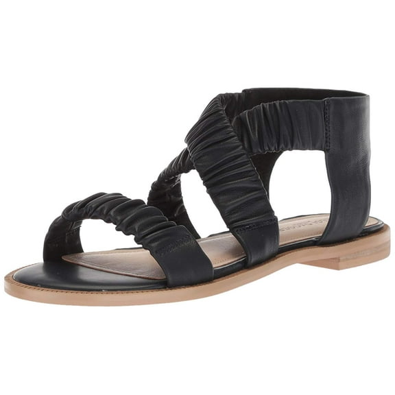 Kelsi Dagger Ryder Navy Elasticized Leather Open Toe Slip On Casual Sandals (Navy, 5.5)