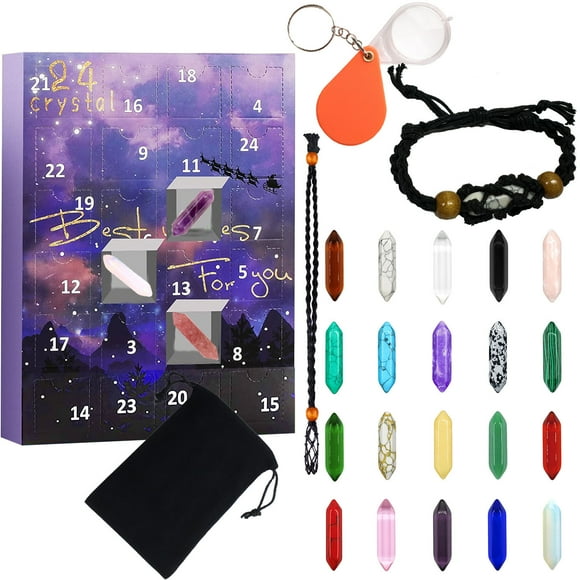 EGNMCR Room Decor, Home Decor Advent Calendar 2023-24 Days Crystal And Healing Stone Kit With Crystal Necklace And Bracelet Advent Calendar
