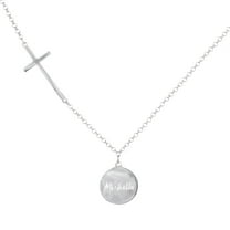 Personalized Disc Pendant Name Necklace w/ Cross in Sterling Silver