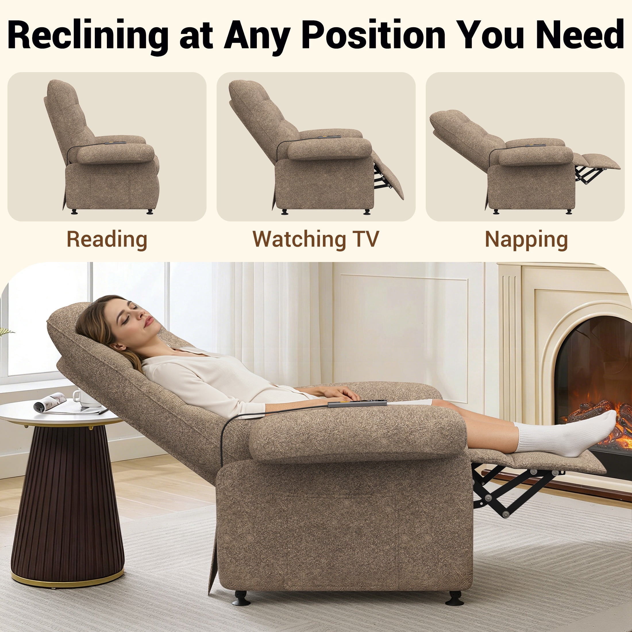 UHOMEPRO Small Electric Recliner Chair for Seniors, Compact Recliner for Small Spaces with Wider Seat Comfort, Easy Remote Control, Adjustable Backrest & Footrest