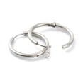 thumbnail image 2 of 10pc Tarnish Resistant 201 Stainless Steel Huggie Hoop Earring Findings with Horizontal Loop and 316 Surgical Stainless Steel Pin Stainless Steel Color 29x26x2.5mm Hole: 2.5mm Pin: 1mm, 2 of 2