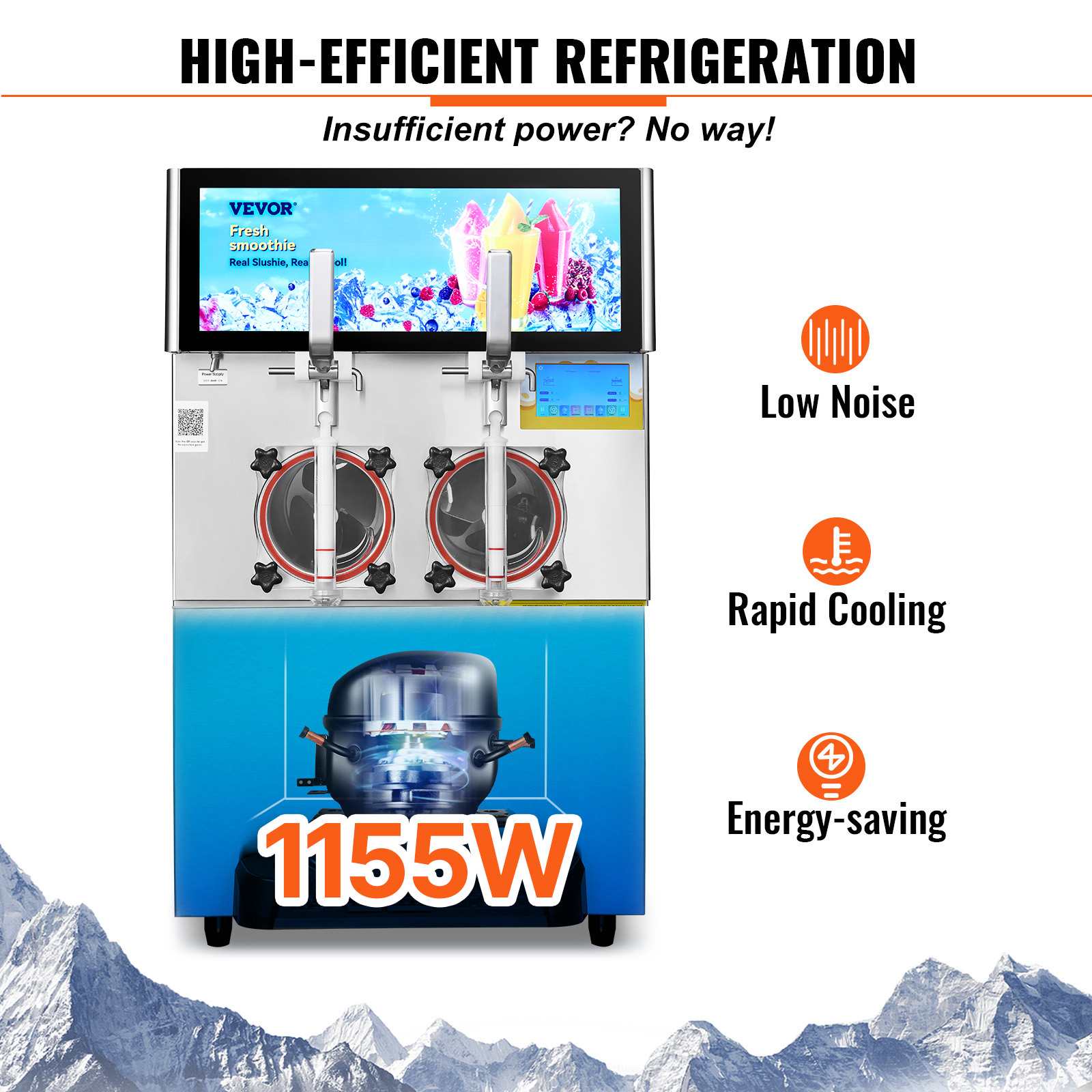 KFFKFF Commercial Slushy Machine, 8L / 2.1 Gal Dual Bowl Frozen Drink Maker, 1155W Stainless Steel Smoothie and Margarita Machine for Parties, Cafes, Restaurants, Bars, and Home Use