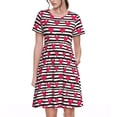thumbnail image 1 of Balery Hearts And Lines Vestidos sueltos de manga corta para mujer, vestidos de verano 2025, vestidos casuales de corte A con vuelo., 1 of 6