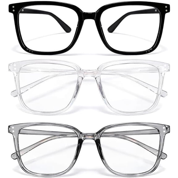 3 Pack Blue Light Blocking Glasses Women Men Square Frame Computer Gaming Office