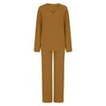 thumbnail image 5 of Women's 2 Piece Outfits Fuzzy Fleece Pajama Set Long Sleeve Top Wide Leg Pants Loungewear, 5 of 6