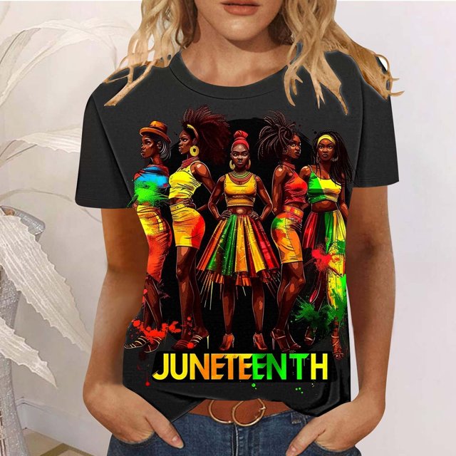 Simua T-Shirts d'Été pour Femmes Mode Imprimée Quatrième Juillet Tee-Shirts Décontractés Manches Courtes Col Rond Tee Tops