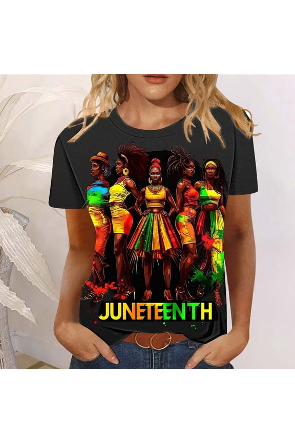 Women's Print Short Sleeve Round Neck Blouse - Loose Casual Top, Summer T-Shirt, Cultural Holiday Wear