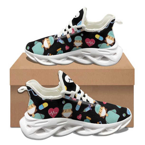 Hermosos zapatos de tenis con patrón de ECG de enfermera para hospital, para mujer y hombre, para otoño e invierno, para trabajo al aire libre, transpirables, cómodos y suaves, zapatillas planas