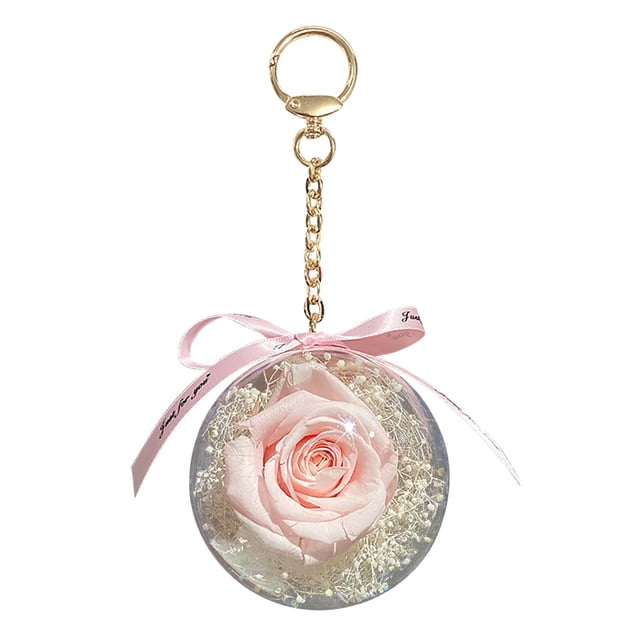 PVCS Porte-Clés Fleur Éternelle Rose Porte-Clés en Cuir pour Décoration Intérieure