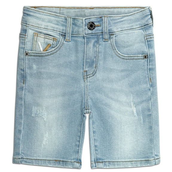 KIDSCOOL SPACE Boys Summer Denim Shorts, Soft Strechy Elastic Band Inside Half Jean Pants,6-7 Years