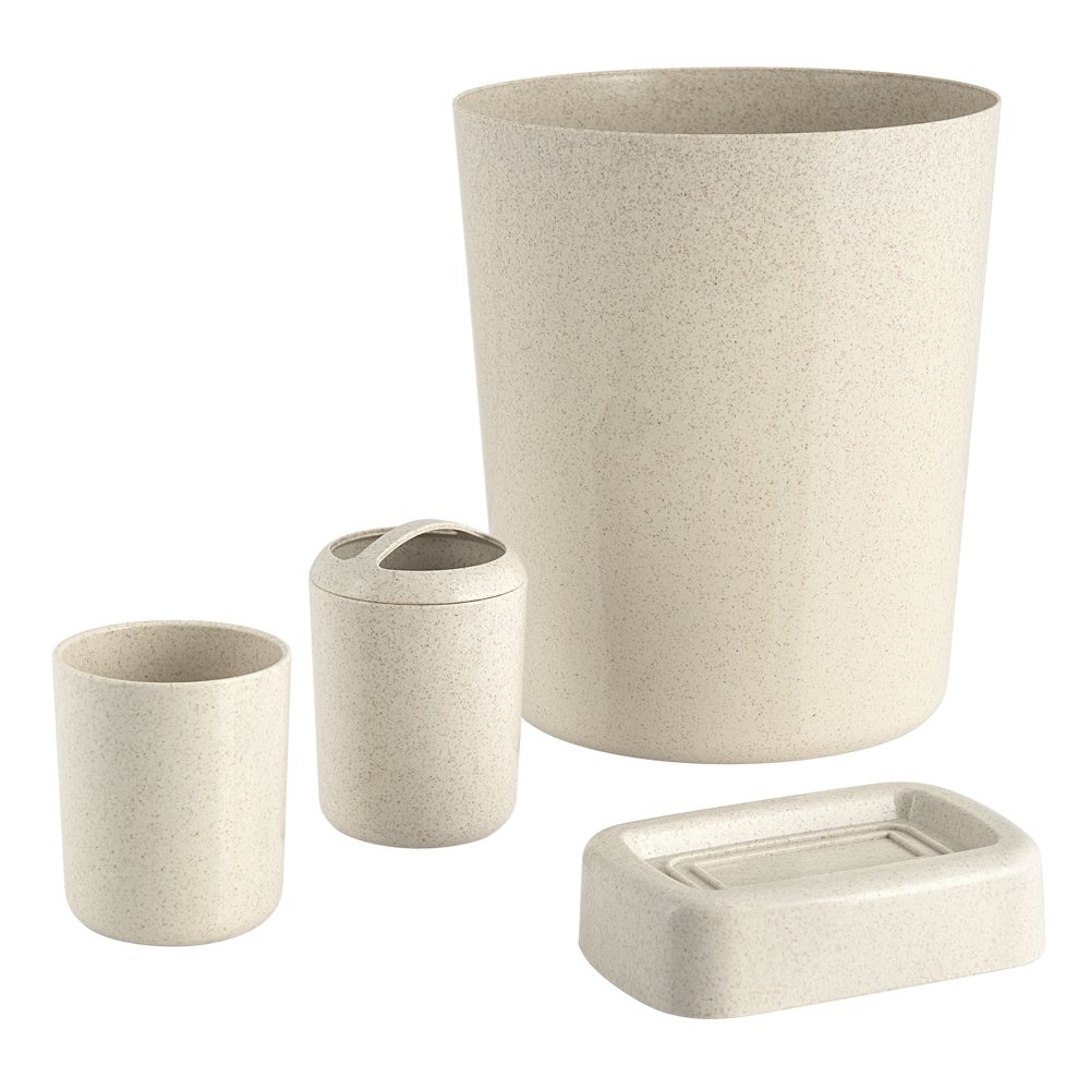 Mainstays Value Beige Plastic Bath Accessory Set, Soap Dish, Toothbrush