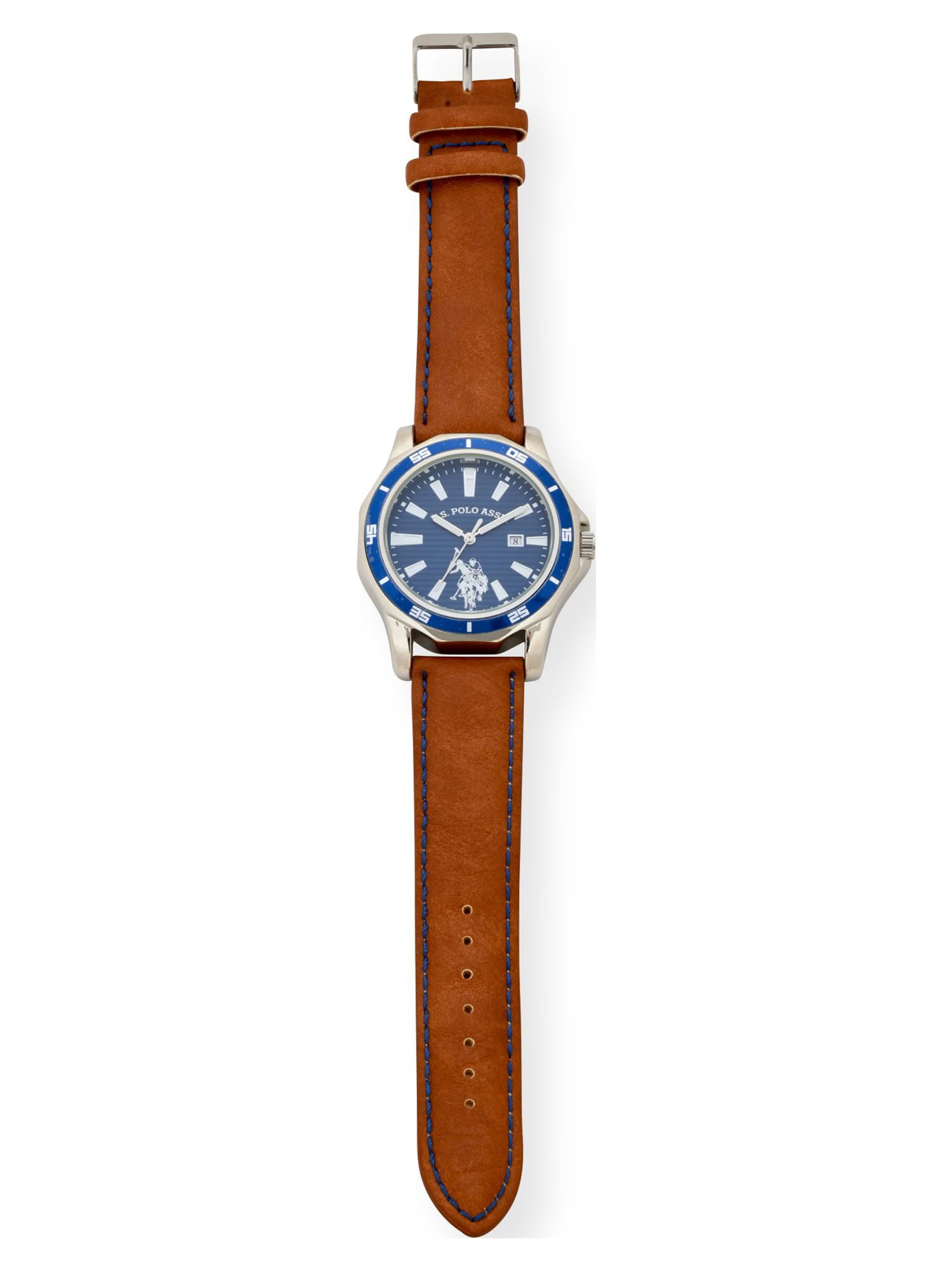 U.S. Polo Assn. Adult Male Vintage Watch with Blue and Silve