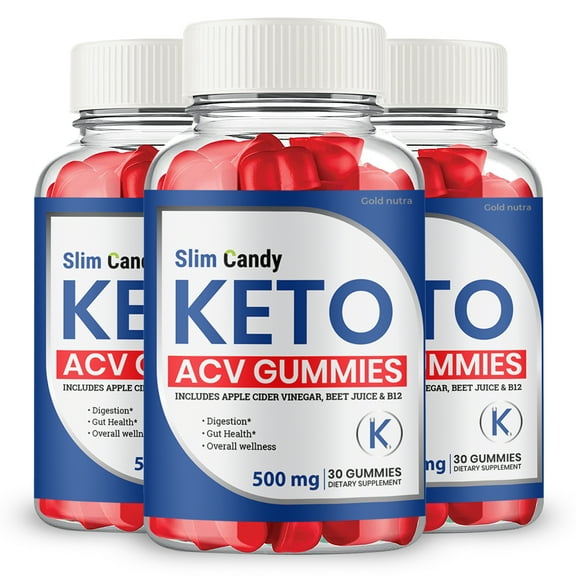 Slim Candy Keto ACV Gummies Supplement, Powerful Formula, Maximum Strength (3 Pack)