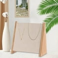 thumbnail image 6 of Wooden 10 Hooks Pendant Necklace Display Stand Organizer Rack Hanger for Counter Beige Velvet, 6 of 8