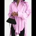 thumbnail image 4 of Camisas de Botones Extragrandes para Mujer, Blusas de Larga con Aberturas, Corte Alto y Bajo Rosa XL, 4 of 8