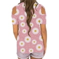 thumbnail image 4 of HAPIMO Sales Shirts for Women Classic-Fit Womens Summer Fashion Tops Round Neck Cozy Blouse Casual Cold Shoulder Short Sleeve Shirt Daisy Graphic Print Tee Shirt Pink XXL, 4 of 6