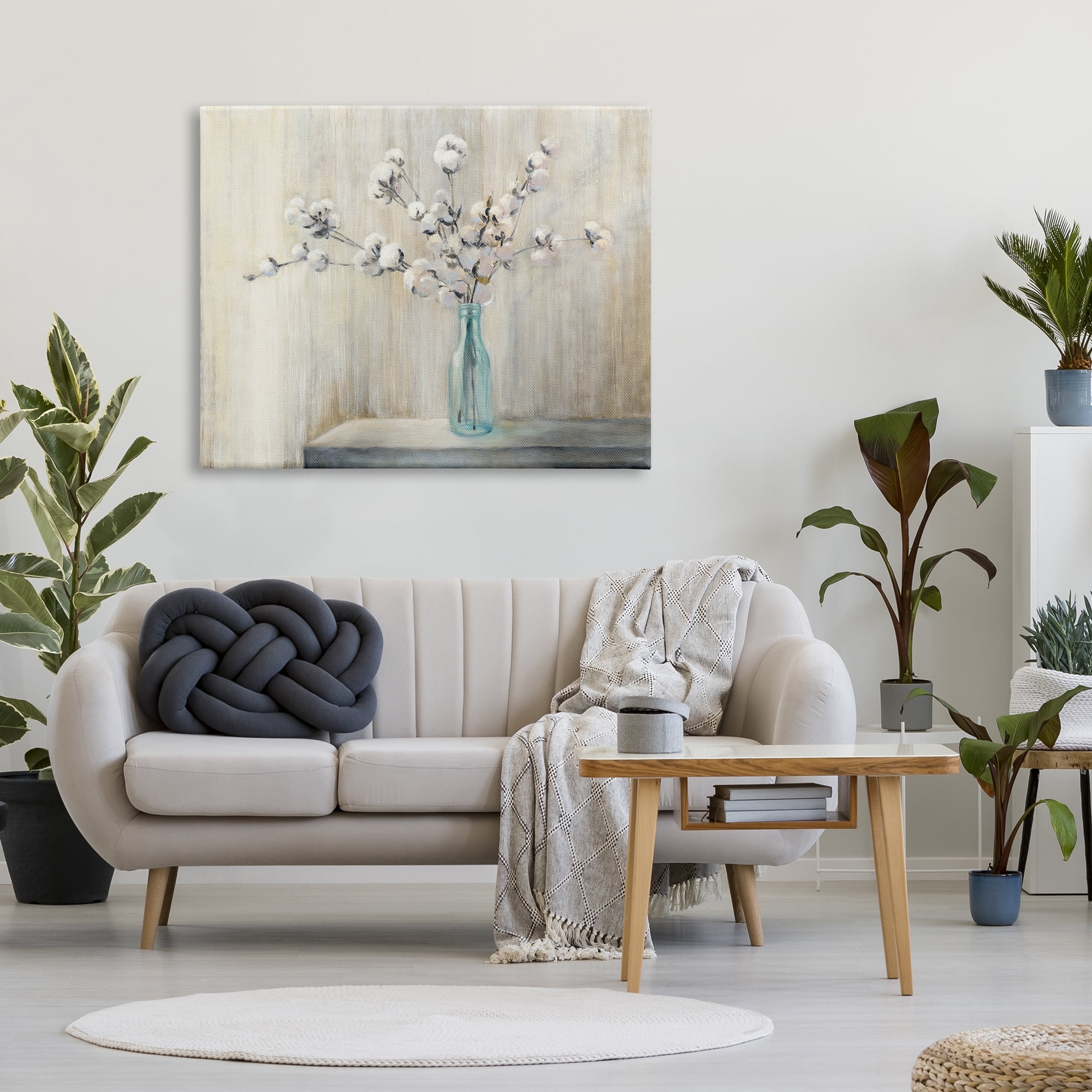Stupell Industries Beautiful Cotton Flower Grey Brown Painting Super Canvas Wall Art by Julia Purinton