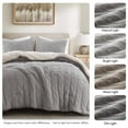 thumbnail image 3 of 2 Pieces Twin Cable Knit Chenille Comforter Set,Gray, 3 of 19