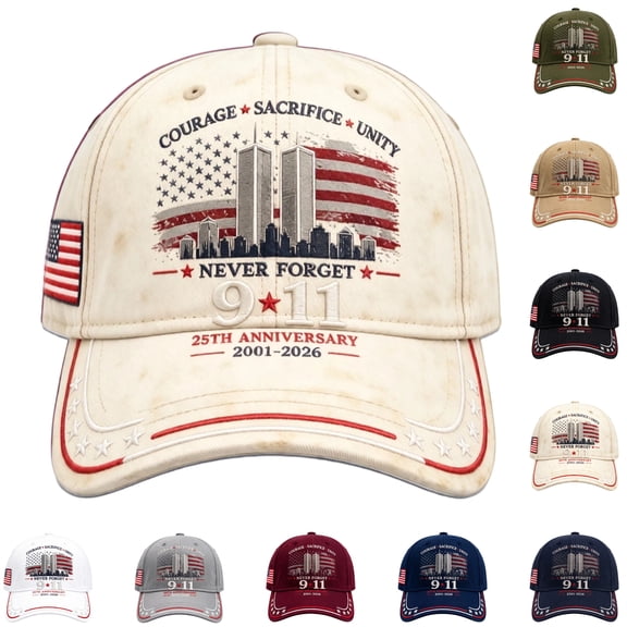 Unisex 9/11 Never Forget Hat 911 Memorial 25th Anniversary Cap Retro Patriotic American Flag Hats for Men Women