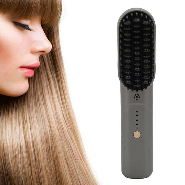 Cepillo Alisador De Pelo Inalámbrico, Peine Alisador Recargable Con Calentamiento Rápido Para Cabello Rizado Y Liso, Peinado Eléctrico Portátil
